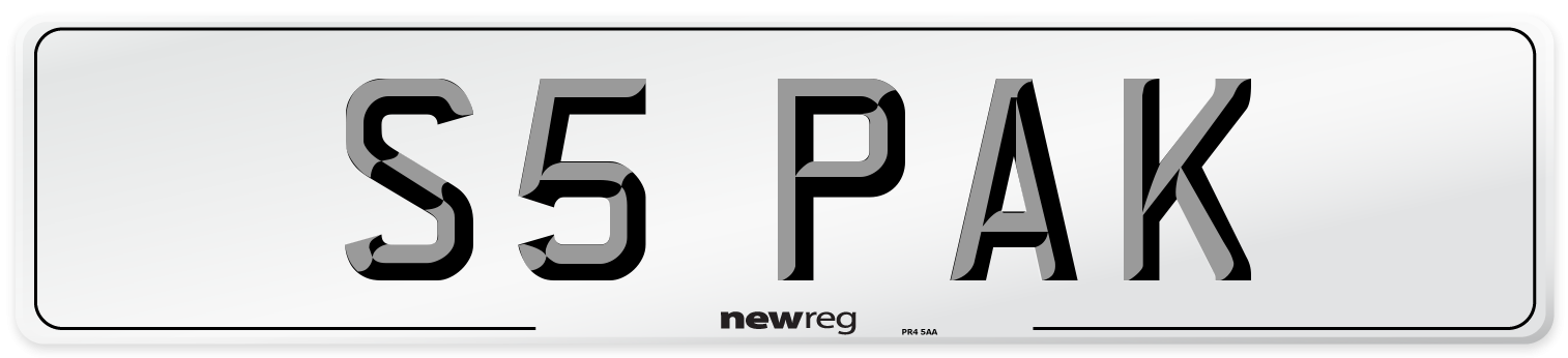 S5 PAK Number Plate from New Reg